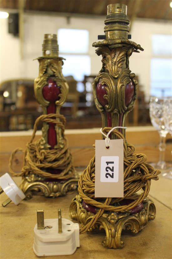 Pair ceramic & ormolu table lamps